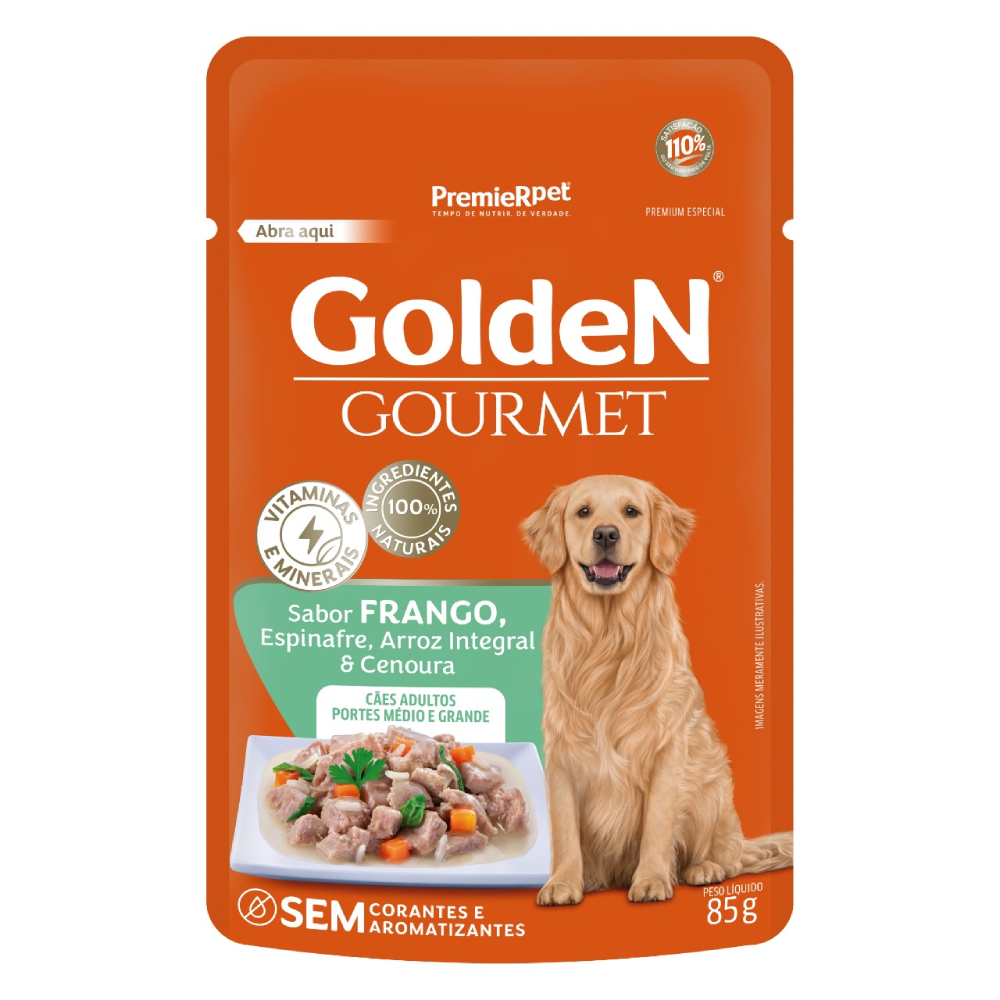 Golden Sachê Gourmet Cães Adultos Raças Pequenas Frango e