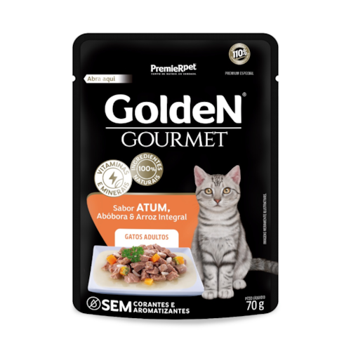 Golden Sachê Gourmet Gatos Adultos Sabor Atum Abóbora 70g