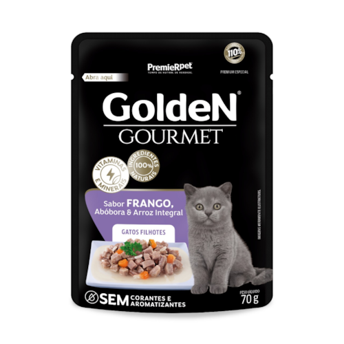 Golden Sachê Gourmet Gatos Filhotes Sabor Frango e Abóbora 70g
