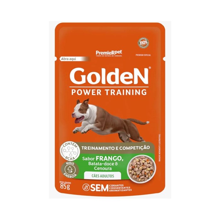 Golden Sachê Gourmet para Cães Adultos Power Training Frango Batata Doce e Cenoura 85g