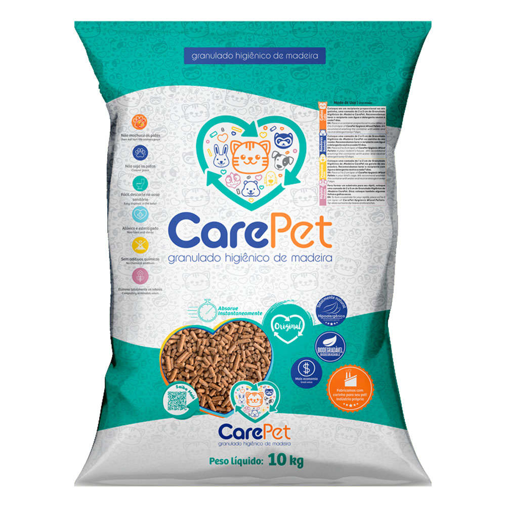 Granulado de Madeira Premium Care Pet 10KG