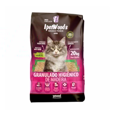 Granulado Higiênico de Madeira Ipet Woods para Gatos 