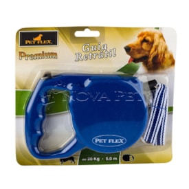 Guia Retrátil Pet Flex Azul Suporta até 20kg