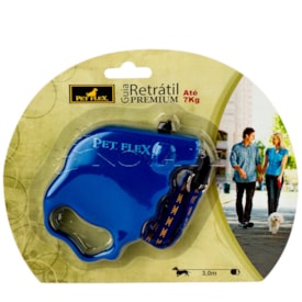 Guia Retrátil Premium cor Azul 3m até 7kg PET FLEX