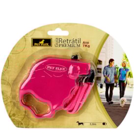 Guia Retrátil Premium cor Rosa 3m até 7kg PET FLEX