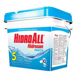 Hidrosan Penta Cloro Granulado Hidroall para Piscina com 5 Funções Balde 10kg 