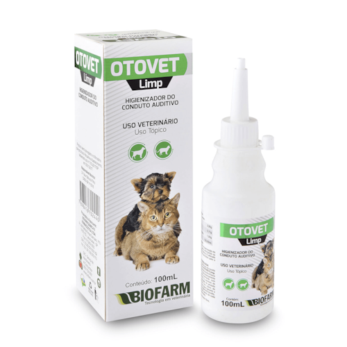 Higienizador do Conduto Auditivo Otovet Limp Biofarm para Cães e Gatos 100ml