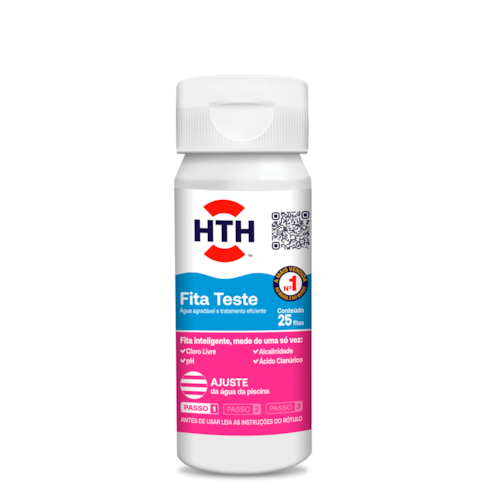 HTH Fita Teste para Piscina - 25 Unidades | Avaliação Completa de pH, Cloro e Alcalinidade