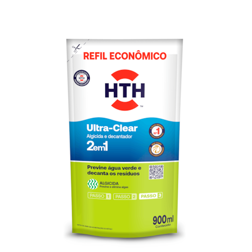 HTH Ultra Clear Refil 900 ml - Clarificante e Algicida Sem Cobre para Piscinas Cristalinas