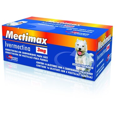 Ivermectina Mectimax Agener para Cães 3 mg 4 Comprimidos