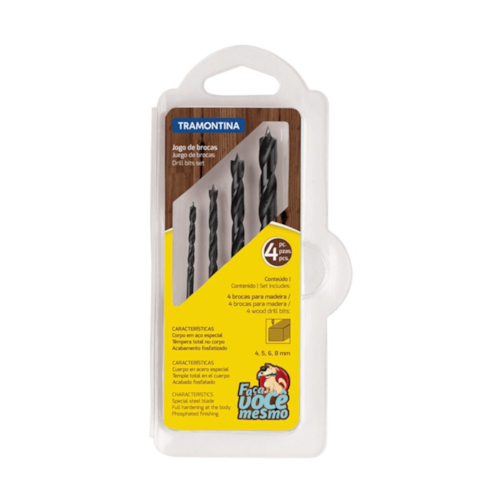 Jogo de Brocas Tramontina para Madeira com 4 Peças