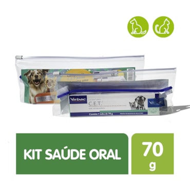 Kit de Saúde Oral CET Virbac Pasta e Escova Cães e Gatos