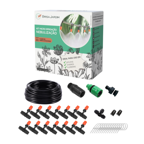 Kit Micro Irrigação Nebulização 14 Bicos para Floreiras, Viveiros, Estufas Brisa Jardim
