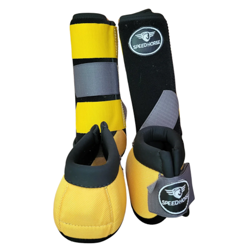 Kit Simples Cloche e Caneleria para Cavalo Speed Horse Amarelo M Ref 3085