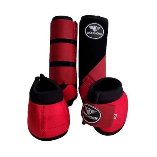 Kit Simples Cloche e Caneleria para Cavalo Speed Horse Vermelho M Ref 3111