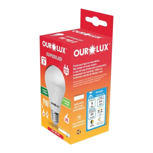Lâmpada Led Superled 9W Bivolt 6500k - Ourolux