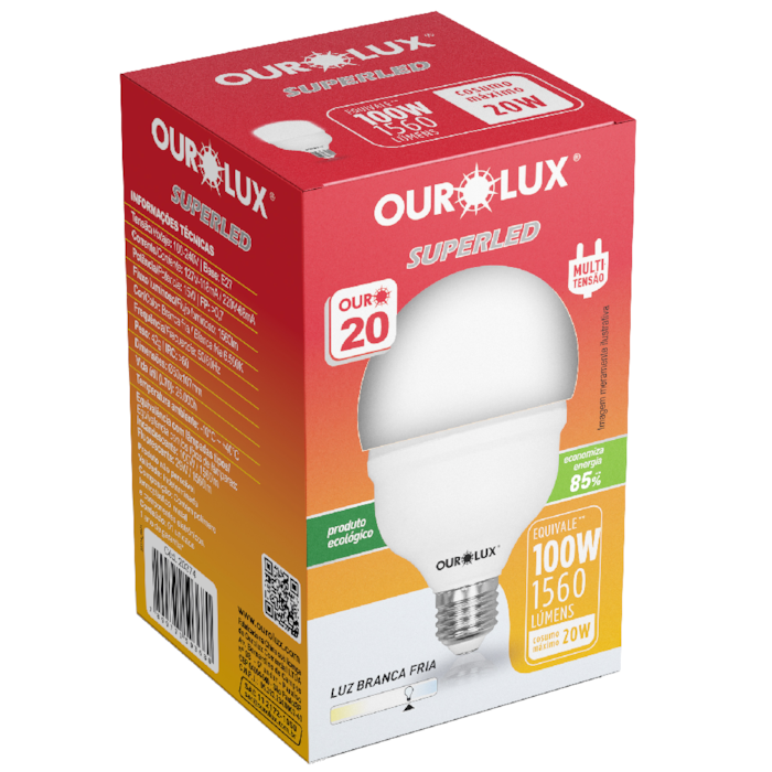 Lâmpada SuperLed Alta Potência Ouro 20T 6500K - Ourolux 20374