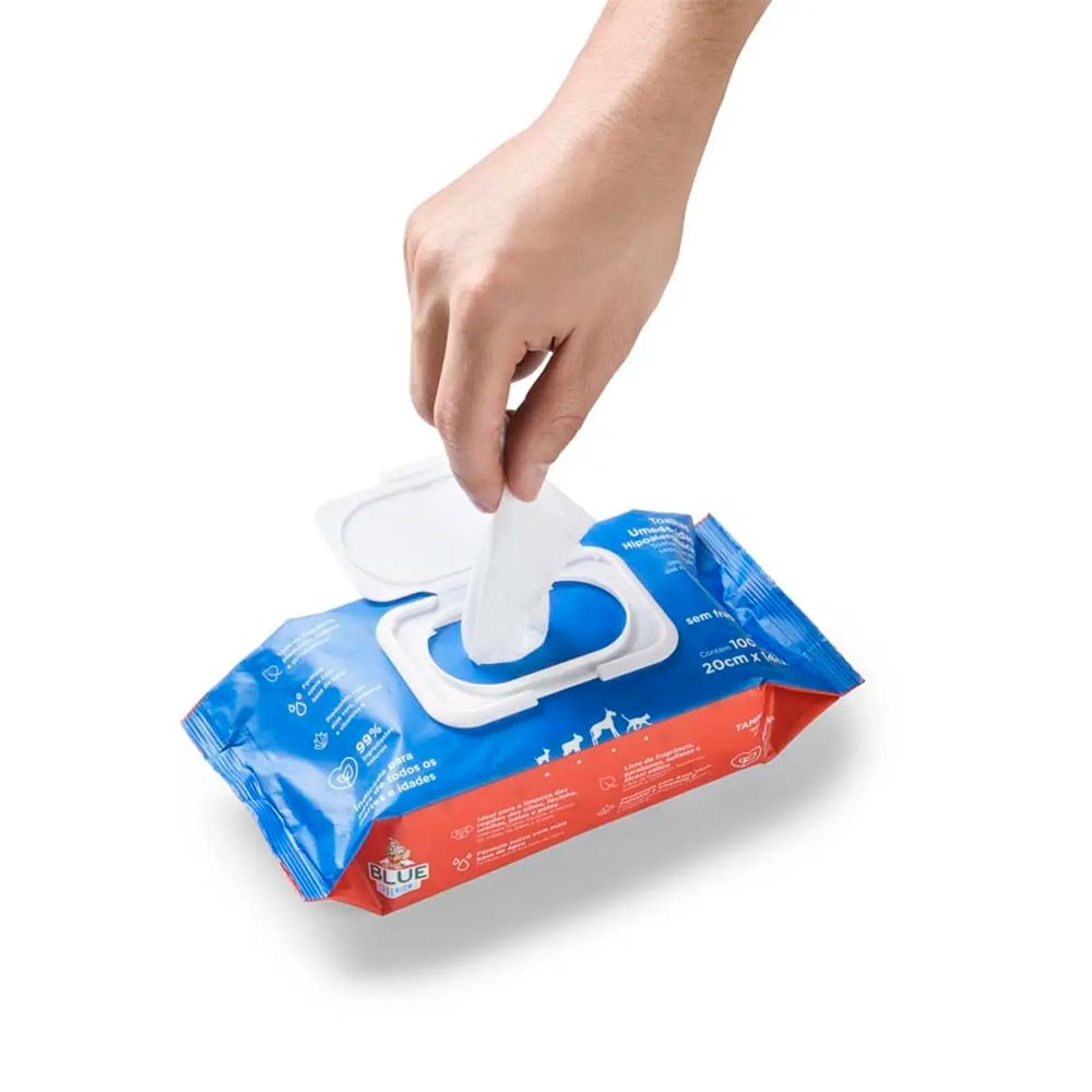 Lenço Umedecido para Pets Expet Blue Premium 100 Unidades