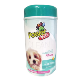 Lenços Umedecidos Power Pets para Higienização de Cães e Gatos 75 Unidades