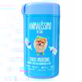 Lenços Umidecidos para Higienização a Seco de Cães e Gatos Cheiro de Bebê Animalissimo 75 un