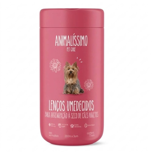 Lenços Umidecidos para Higienização a Seco de Cães e Gatos Fêmeas Animalissimo 75 un