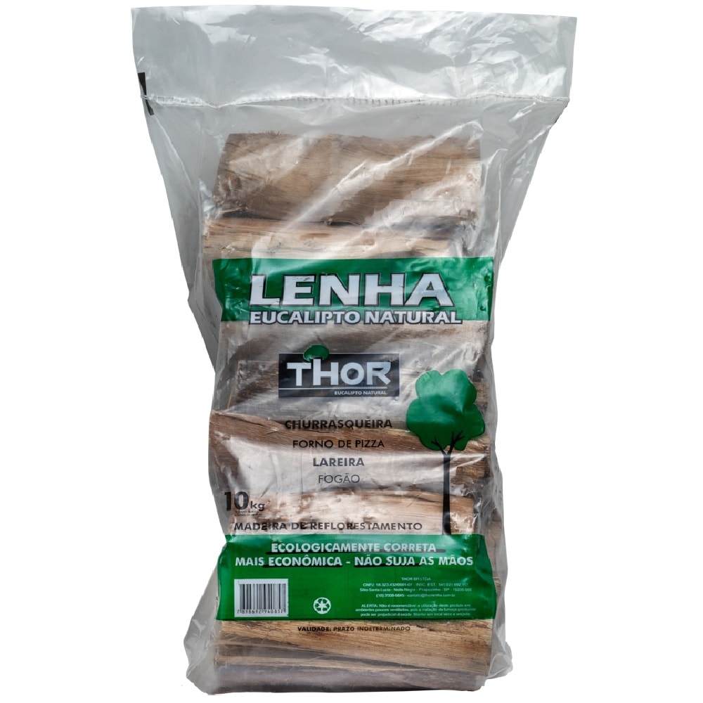 Lenha Gourmet Eucalipto Thor Fumaça e Cheiro Suave 10KG