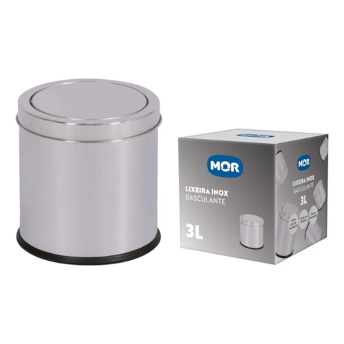 Lixeira Pia/Banheiro Inox Basculante Mor 3L 8360
