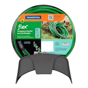 Mangueira Flex Verde Jardim Tramontina PVC 4 Camadas com Engate Rosqueado, Esguicho e Suporte 79326/150 - imagem adicional