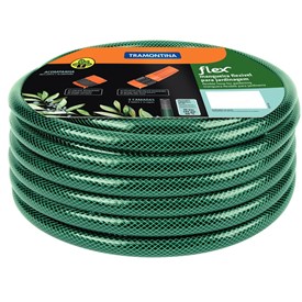 Mangueira Flex Verde Tramontina em PVC 3 Camadas com Engate Rosqueado e Esguicho 79172/100