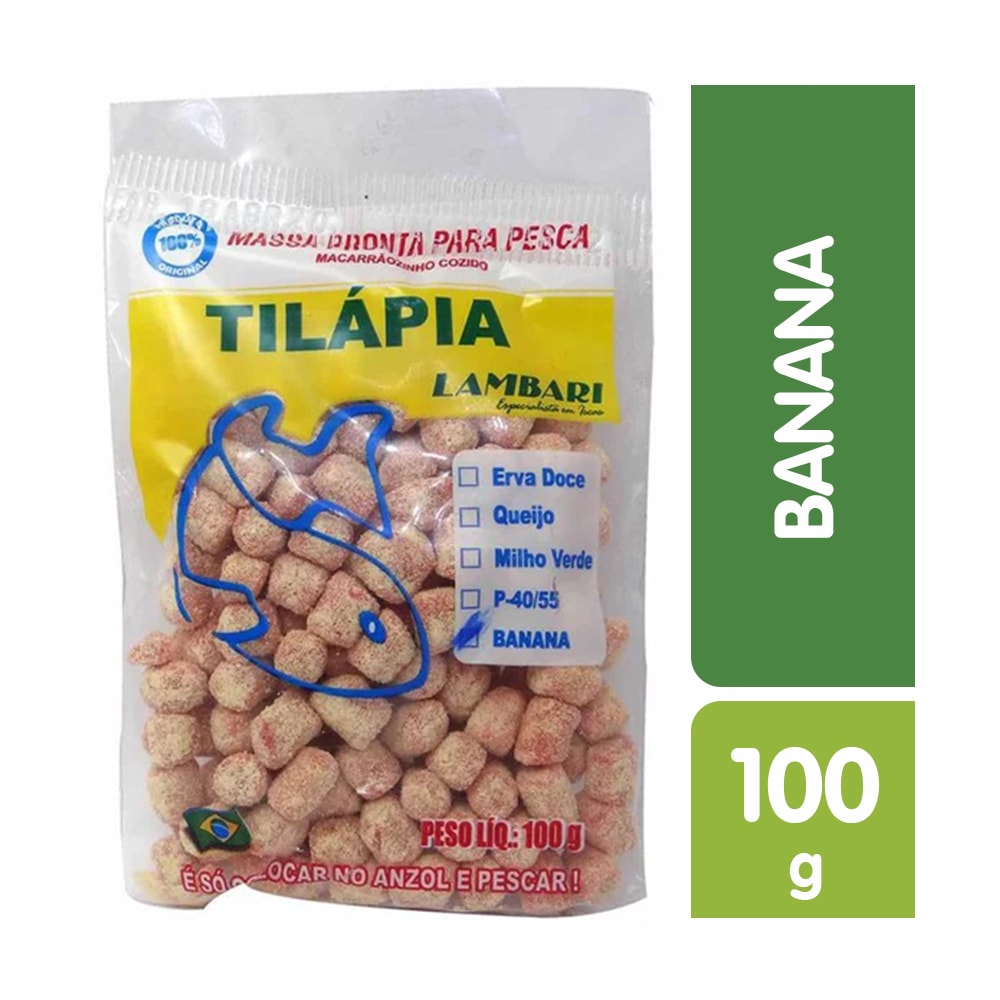 Massa Pronta Lambari para Pescar Tilápia Sabor Banana 100g Com o Melhor