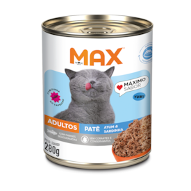 Max Cat Patê em Lata para Gato Adulto Sabor Atum e Sardinha 280g - imagem adicional