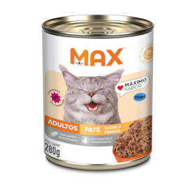 Max Cat Patê em Lata para Gato Adulto Sabor Carne e Frango 280g