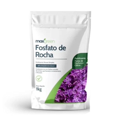 MaxGreen Fosfato de Rocha Fetilizante Mineral Fonte de Fósforo e Cálcio 1 kg