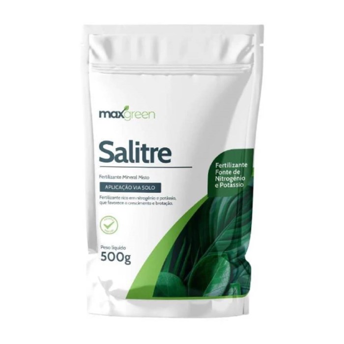 MaxGreen Salitre Fetilizante Mineral Fonte de Nitrogênio e Potássio 500 g