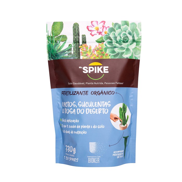 Mr. Spike Fertilizante Orgânico para Cactos, Suculentas e Rosas do Deserto 330 g