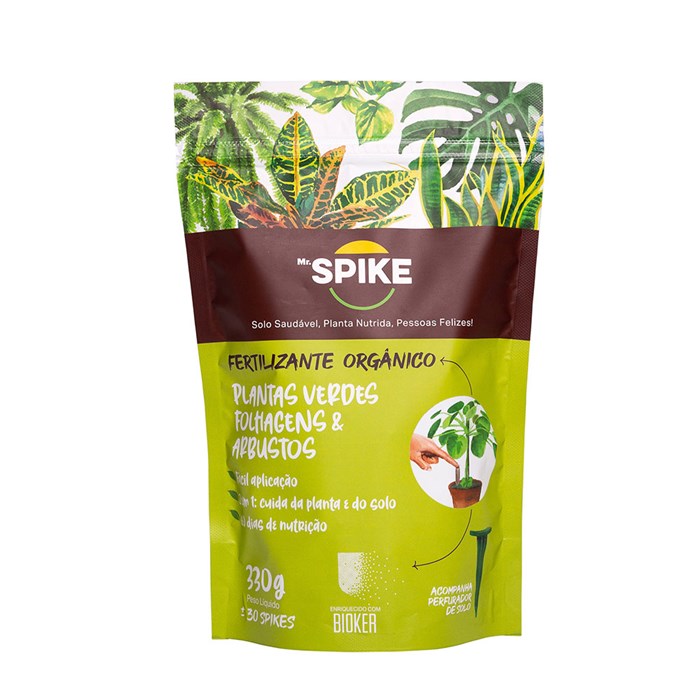 Mr. Spike Fertilizante Orgânico para Plantas Verdes, Folhagens e Arbustos 330 g