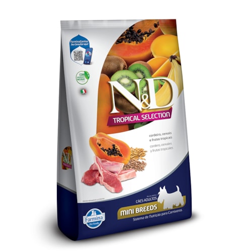 N&D Tropical para Cães Adultos de Raças Mini e Pequenas Sabor Cordeiro, Cereais e Frutas Tropicais 2Kg