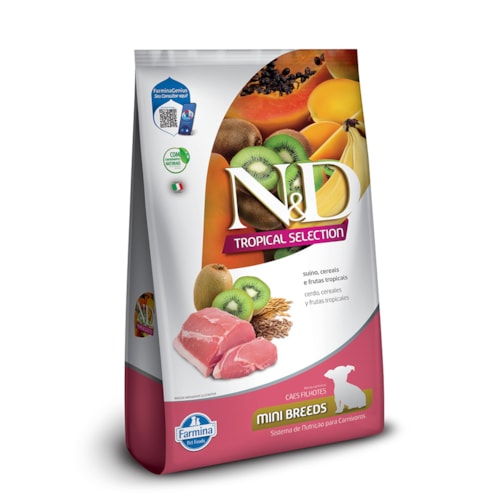 N&D Tropical para Cães Filhotes de Raças Mini e Pequenas Sabor Suíno, Cereais e Frutas Tropicais 2Kg