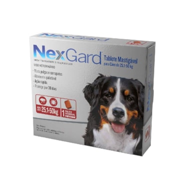 NexGard Antipulgas e Carrapatos para Cães de 25,1 a 50 Kg - 1 Tablete