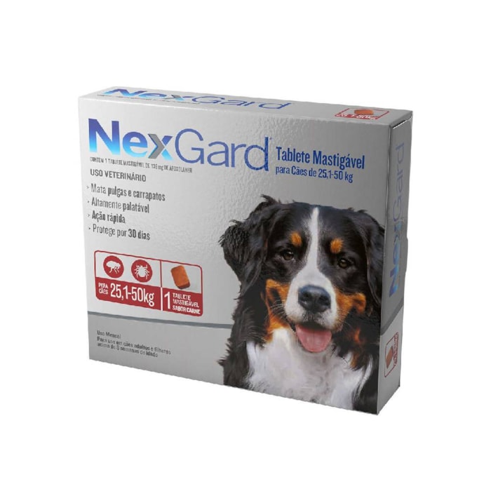 NexGard Antipulgas e Carrapatos para Cães de 25,1 a 50 Kg - 1 Tablete