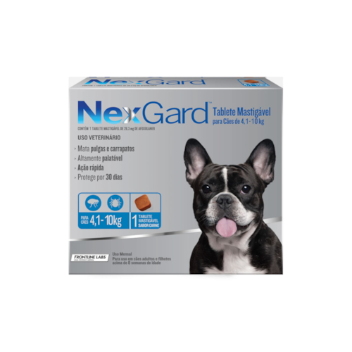 NexGard Antipulgas e Carrapatos para Cães de 4,1 a 10kg - 1 Tablete