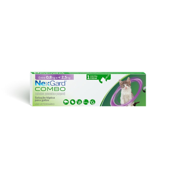 NexGard Combo Antipulgas, Sarna e Vermes Gatos até 2,5 kg 0,3 ml - 1 Pipeta
