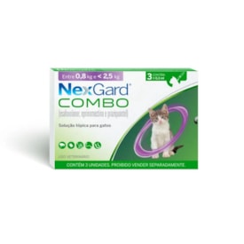 NexGard Combo Antipulgas, Sarna e Vermes Gatos de 0,8kg a 2,5kg - 3 Tab