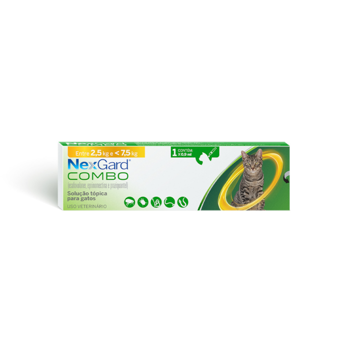 NexGard Combo Antipulgas, Sarna e Vermes Gatos de 2,5kg a 7,5kg - 1 Pipeta