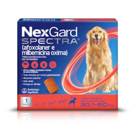 NexGard Spectra Antiparasitário para Cães de 30,1 a 60  kg - 1 Tab