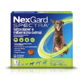 NexGard Spectra Antiparasitário para Cães de 7,6 a 15 kg - 1 Tab