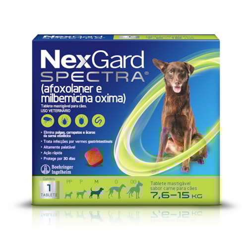 NexGard Spectra Antiparasitário para Cães de 7,6 a 15 kg - 1 Tablete