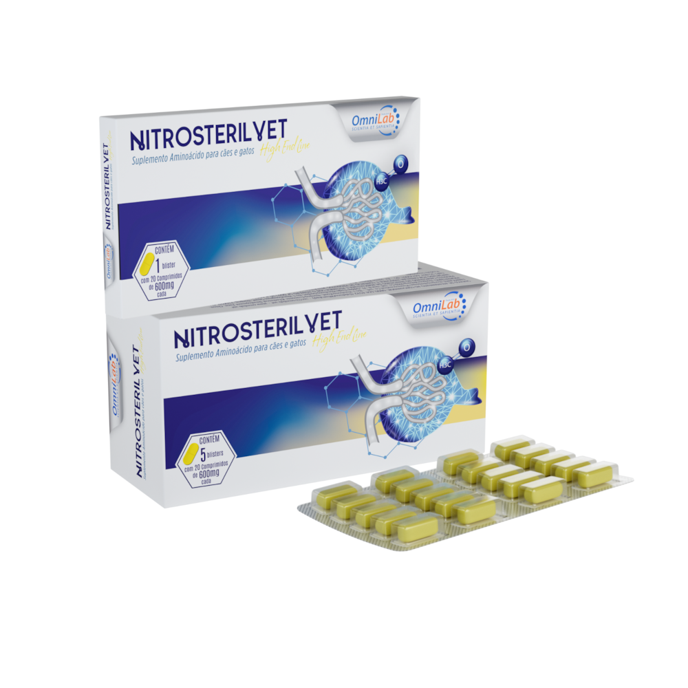Nitrosteril Vet High end Line OmiLab Suplemento Alimentar Cães e Gatos 600 mg 20 Comprimidos