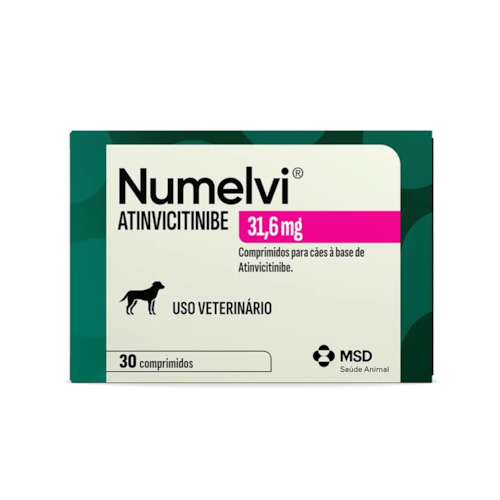 Numelvi Atinvicitinibe Tratamento para Coceiras em Cães MSD 31,6mg 30 Comprimidos