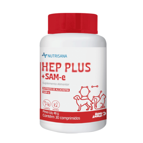 Nutrisana Hep Plus + SAME-e Suplemento com Extrato de Alcachofra para Cães e Gatos
                                     30 Comprimidos